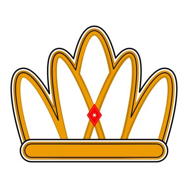 İzole altın taç simgesi. Karikatür tarzı