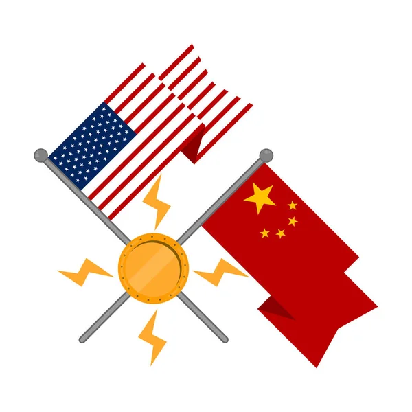 Розмахуючи прапори Китаю Сполучені Штати — стоковий вектор