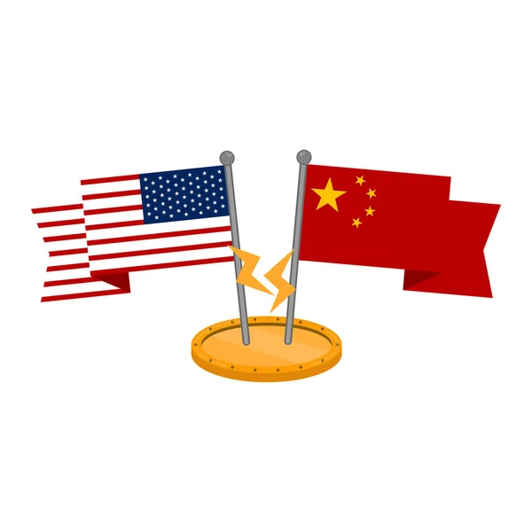 Розмахуючи прапори Китаю Сполучені Штати — стоковий вектор