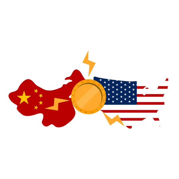 Banderas de Estados Unidos y China en forma de mapas — Vector de stock