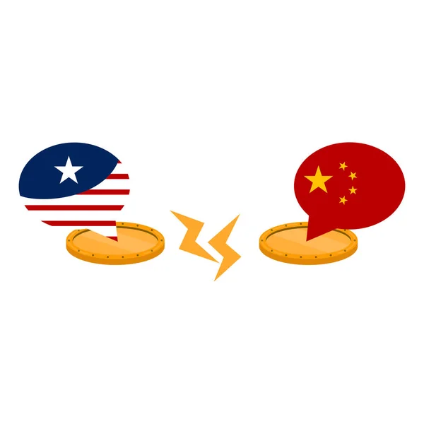 Пузир чат з прапорами Сполучених Штатів і Китаю — стоковий вектор