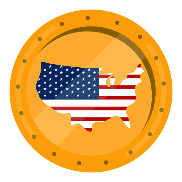 Mapa com bandeira de United States — Vetor de Stock