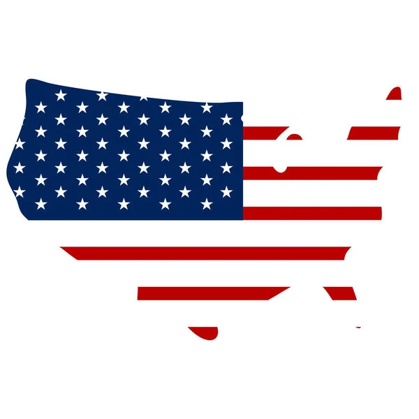 Bandiera Stati Uniti in forma di mappa — Vettoriale Stock