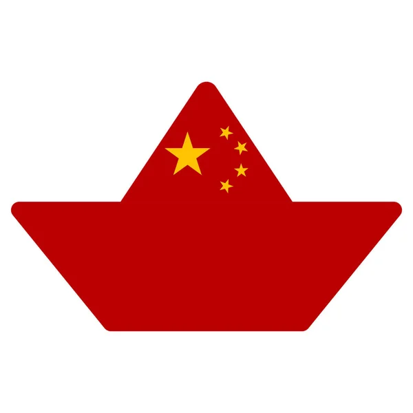 Bandera de China forma de barco de papel — Vector de stock