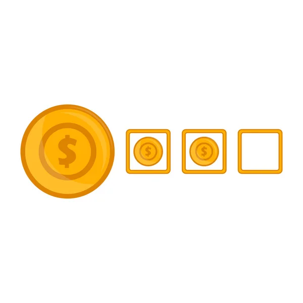 Video game money progress bar — Stock Vector