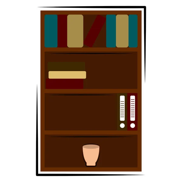 Geïsoleerde boekenkast afbeelding — Stockvector