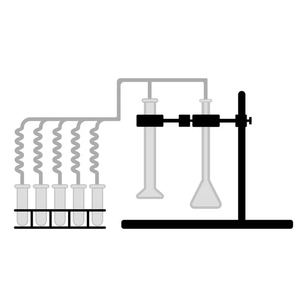 Tudományos kísérlet különböző laborberendezésekkel — Stock Vector