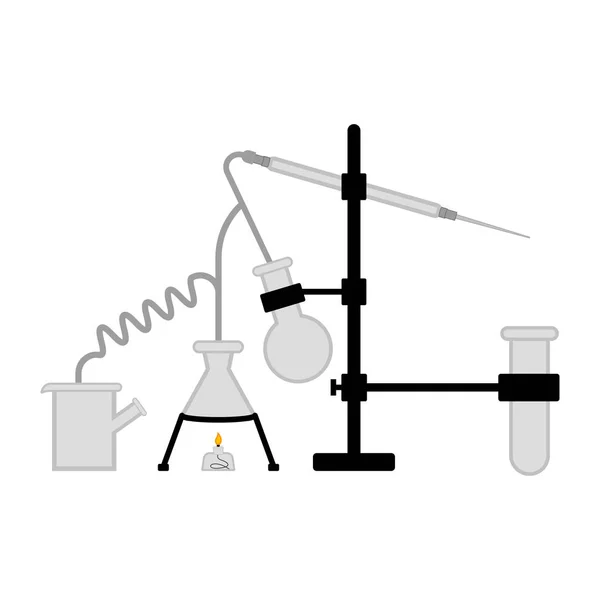 Science experiment with different lab equipment — Stock Vector