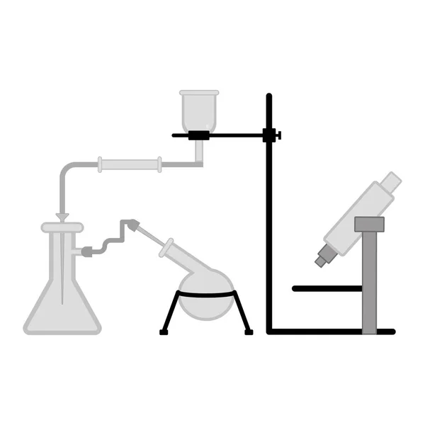 Farklı laboratuvar ekipmanları ile bilim deneyi — Stok Vektör