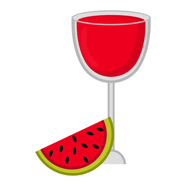Wassermelonen-Cocktail mit geschnittener Wassermelone — Stockvektor