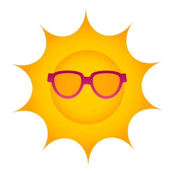 Imagen aislada del sol con gafas de sol — Vector de stock