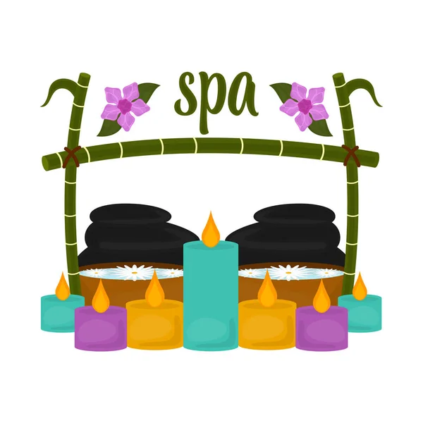 Isolated spa objects image with text — Stock Vector