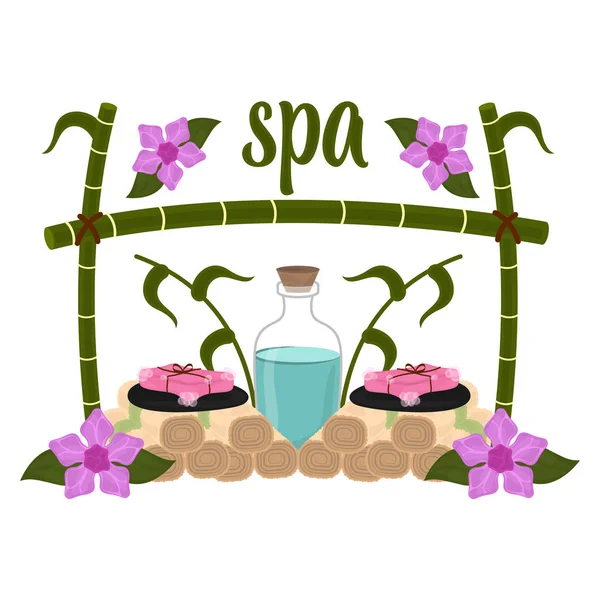 Isolated spa objects image with text — Stock Vector