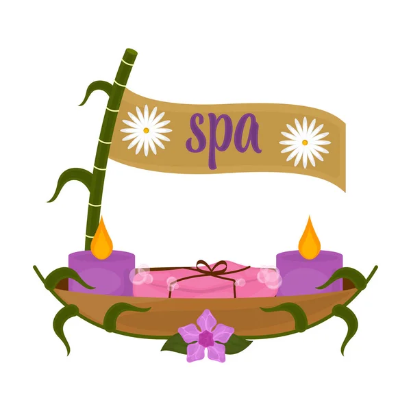 Isolated spa objects image with text — Stock Vector