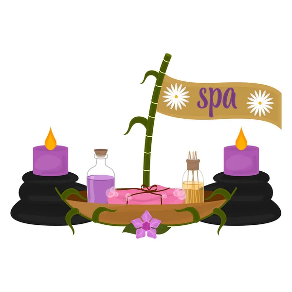 Isolated spa objects image with text — Stock Vector