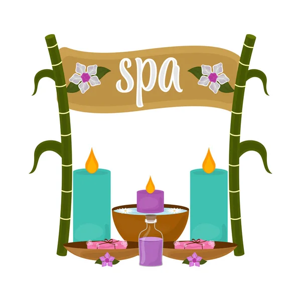 Imagen aislada de objetos de spa con texto — Vector de stock