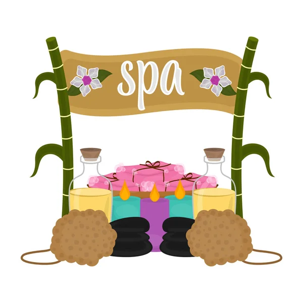 Imagen aislada de objetos de spa con texto — Vector de stock