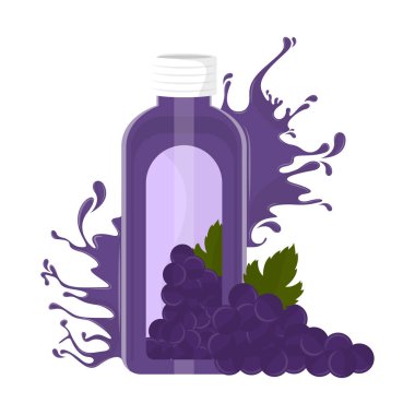 Sıçrama ve meyve ile Üzüm suyu şişesi