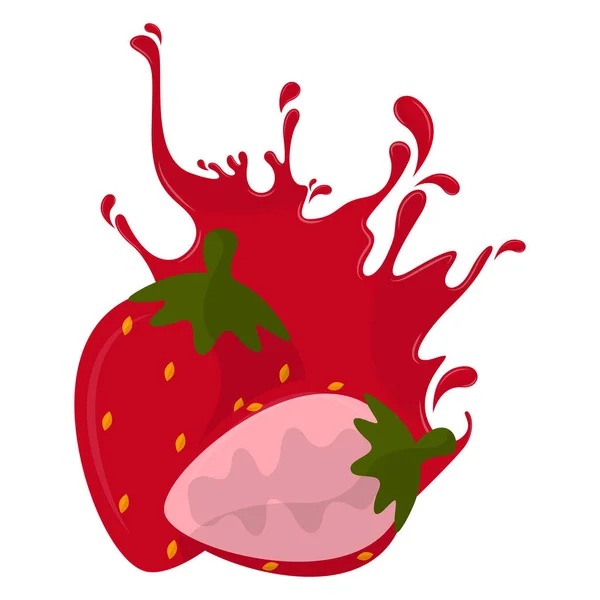 Isolated strawberry with splash — Stock Vector