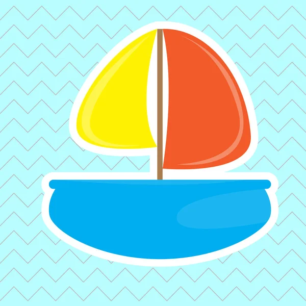 Aislado lindo velero juguete — Vector de stock