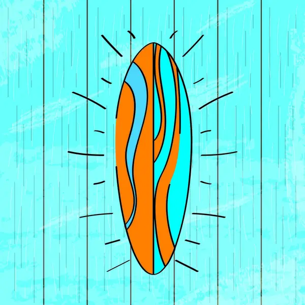 पाणी पार्श्वभूमीवर रंगीत सर्फबोर्ड — स्टॉक व्हेक्टर