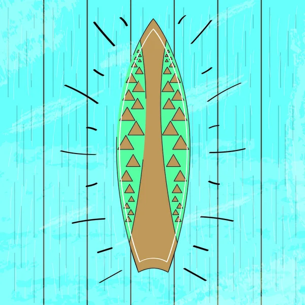 Su arka planında renkli sörf tahtası — Stok Vektör