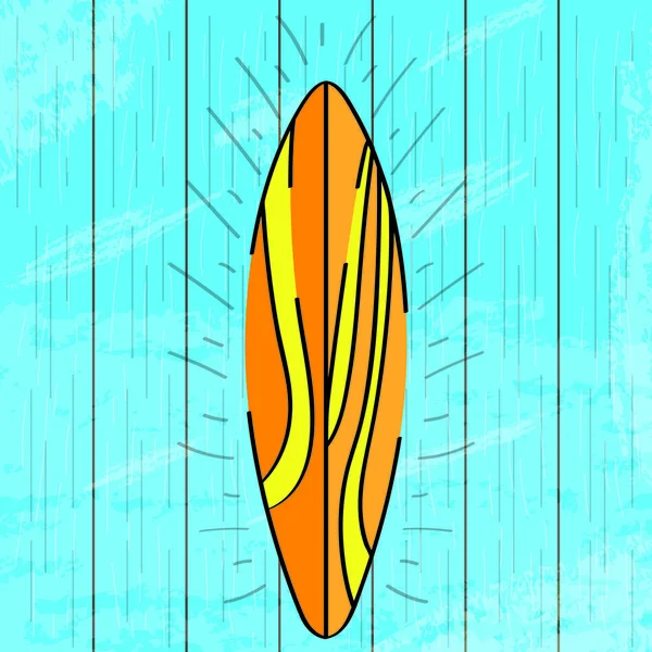 Färgad surfbräda på en vatten bakgrund — Stock vektor
