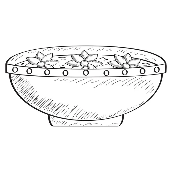 Schets van awater van bloemen Bowl — Stockvector