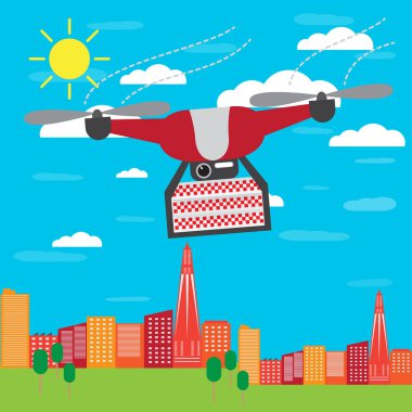 Uçan drone bir kutu teslim