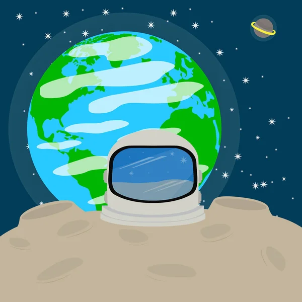 Astronaut helm op de maan — Stockvector