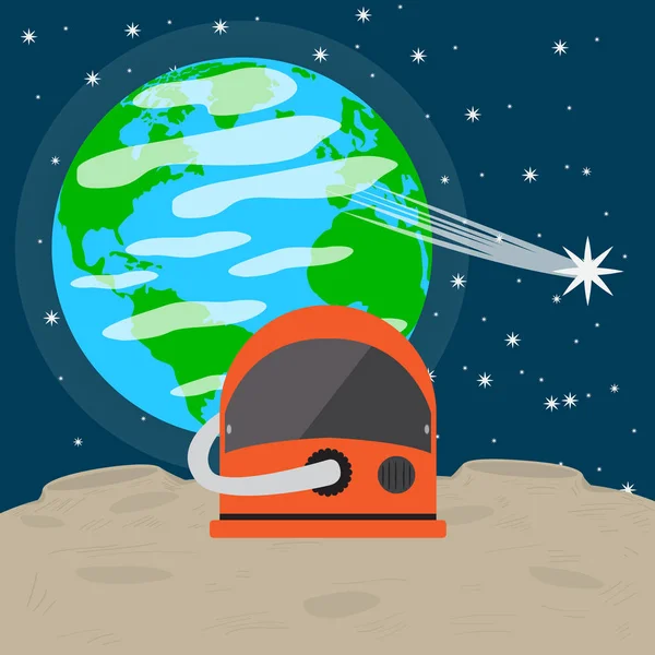 Astronaut helm op de maan — Stockvector