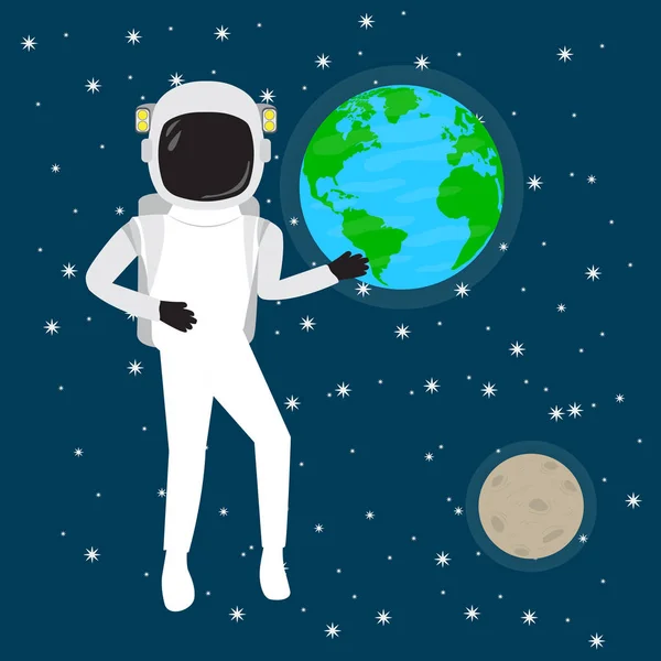 Astronaut over een sopace achtergrond — Stockvector