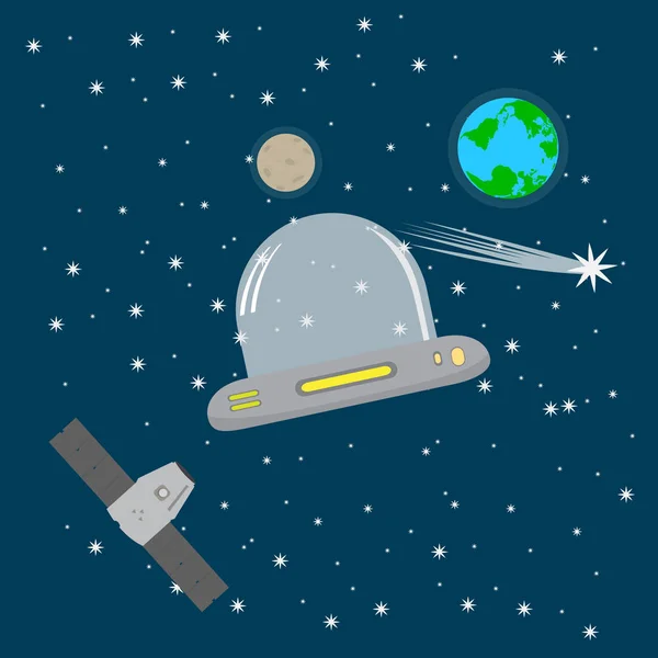 Rymdskepp och satellit — Stock vektor