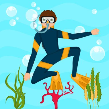 Denizde tüplü dalgıç