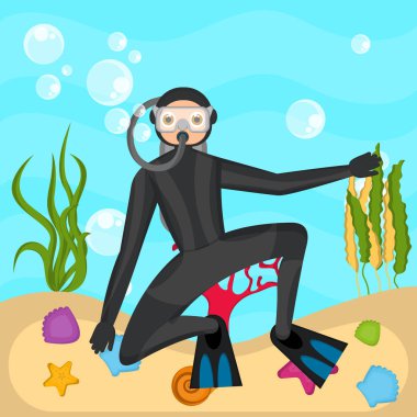 Denizde tüplü dalgıç