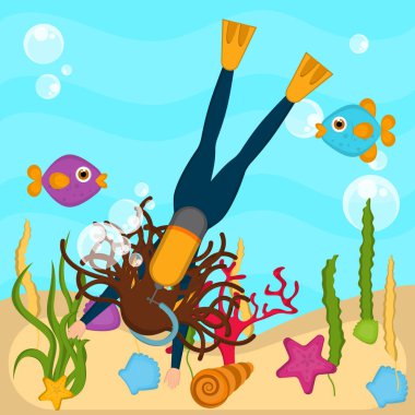 Denizde tüplü dalgıç