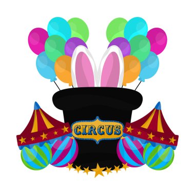 Tavşan kulakları ve balonlar ile Sihirbaz şapka