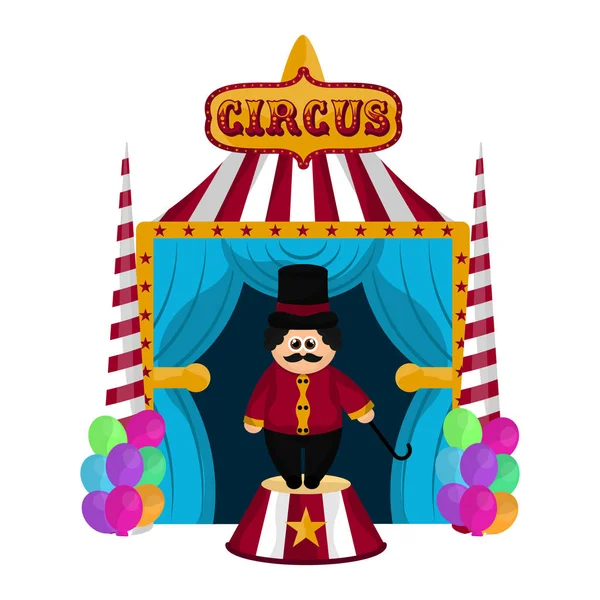 Tienda de circo con domador de animales — Vector de stock