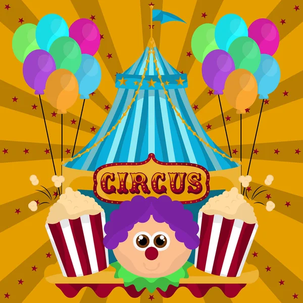 Clown avatar with a circus tent — Stock Vector