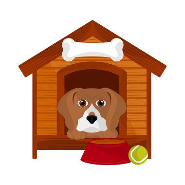 Sevimli bir köpek karikatür ile köpek evi
