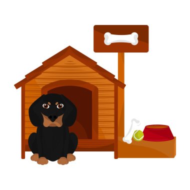 Sevimli bir köpek karikatür ile köpek evi