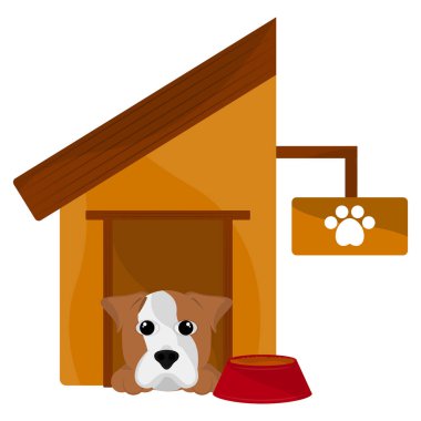 Sevimli bir köpek karikatür ile köpek evi
