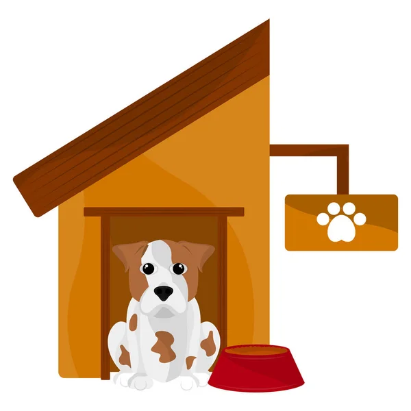 Dog house with a cute dog cartoon — Stock Vector