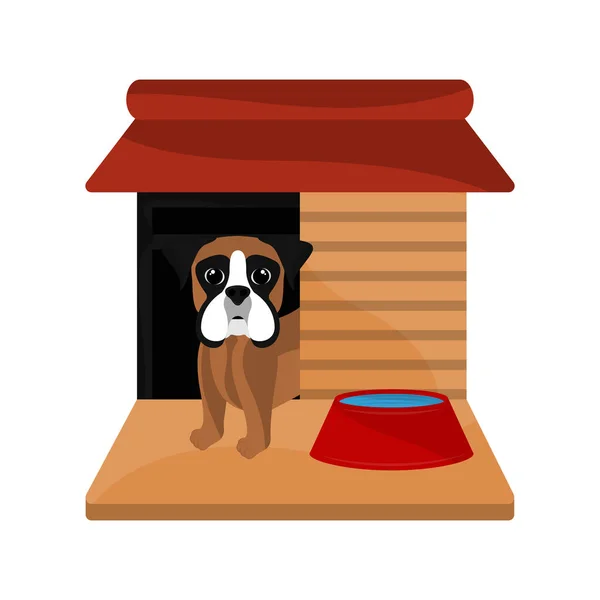 Casa de cachorro com um desenho animado bonito cão — Vetor de Stock