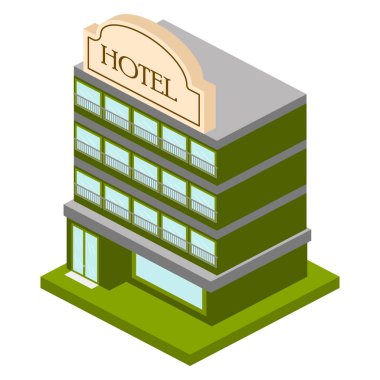 İzole 3d otel binası