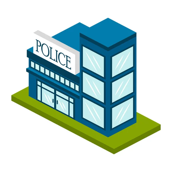 Isolated 3d police station building — Stock Vector