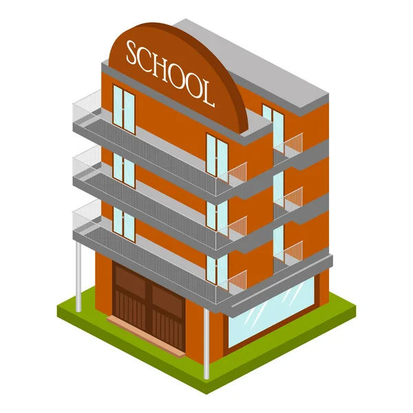 Isolado edifício escolar 3d — Vetor de Stock