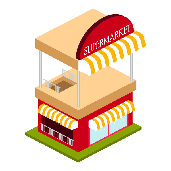Isolated 3d market store building