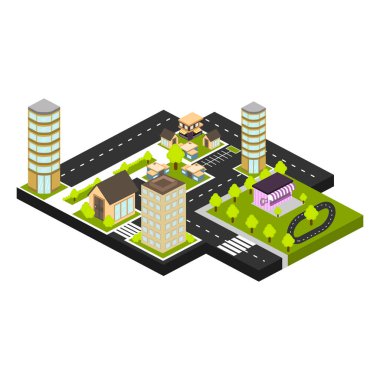 3b şehrin izole silueti