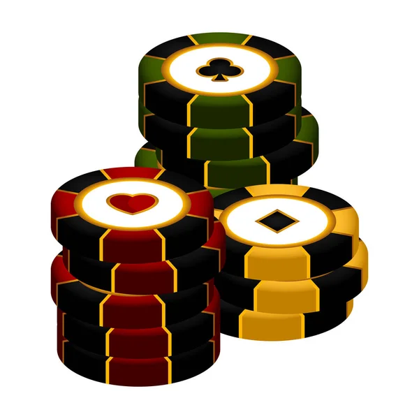 Geïsoleerde poker chips — Stockvector
